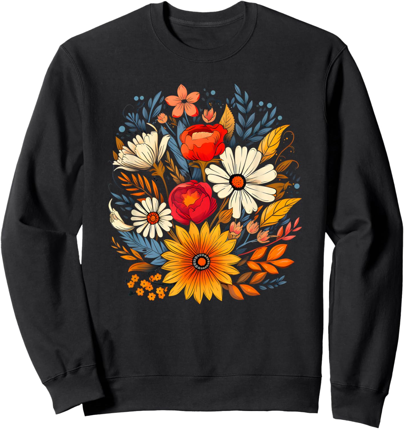 Floral Nature Flower Boho Wildflower Lover Sweatshirt - Sweatshirt | Black