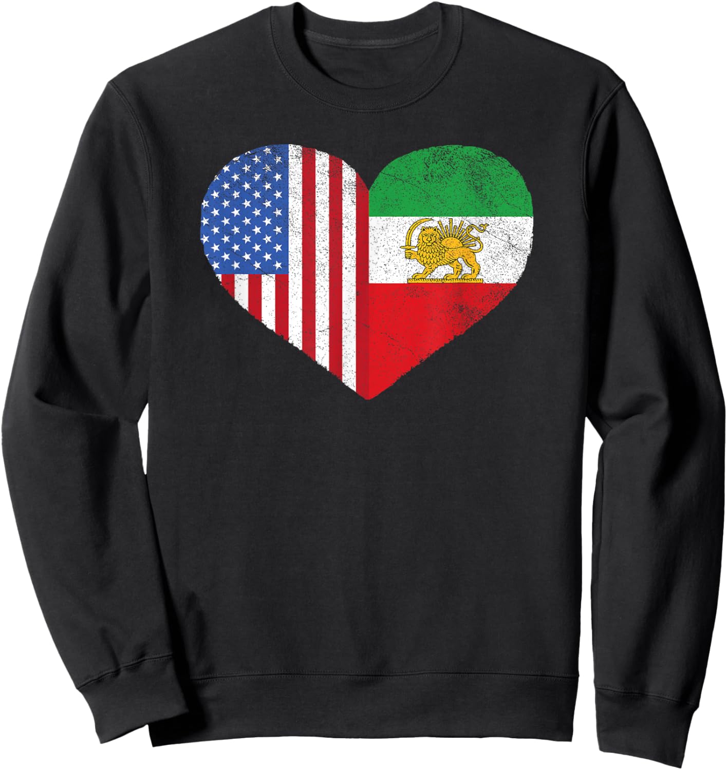 Persian American Flag Heart Persia USA Sweatshirt - Sweatshirt | Black