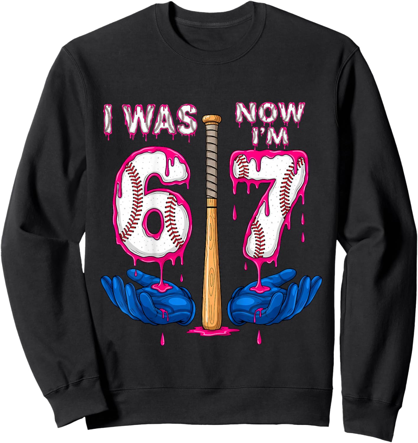 I was 6 Now I'm 7 Years Old Birthday Bday 67 Six Seven Meme Sweatshirt - Sweatshirt | Black
