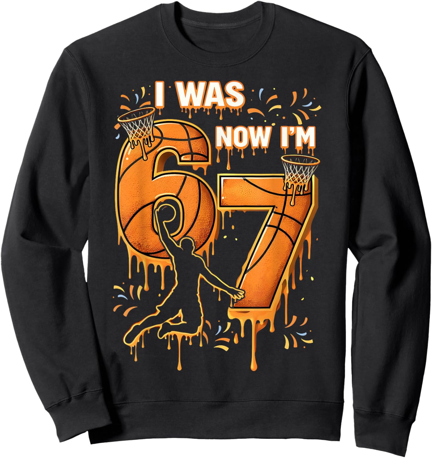 I was 6 Now I'm 7 Basketball Birthday Boy Gift Boys Kids Sweatshirt - Sweatshirt | Black