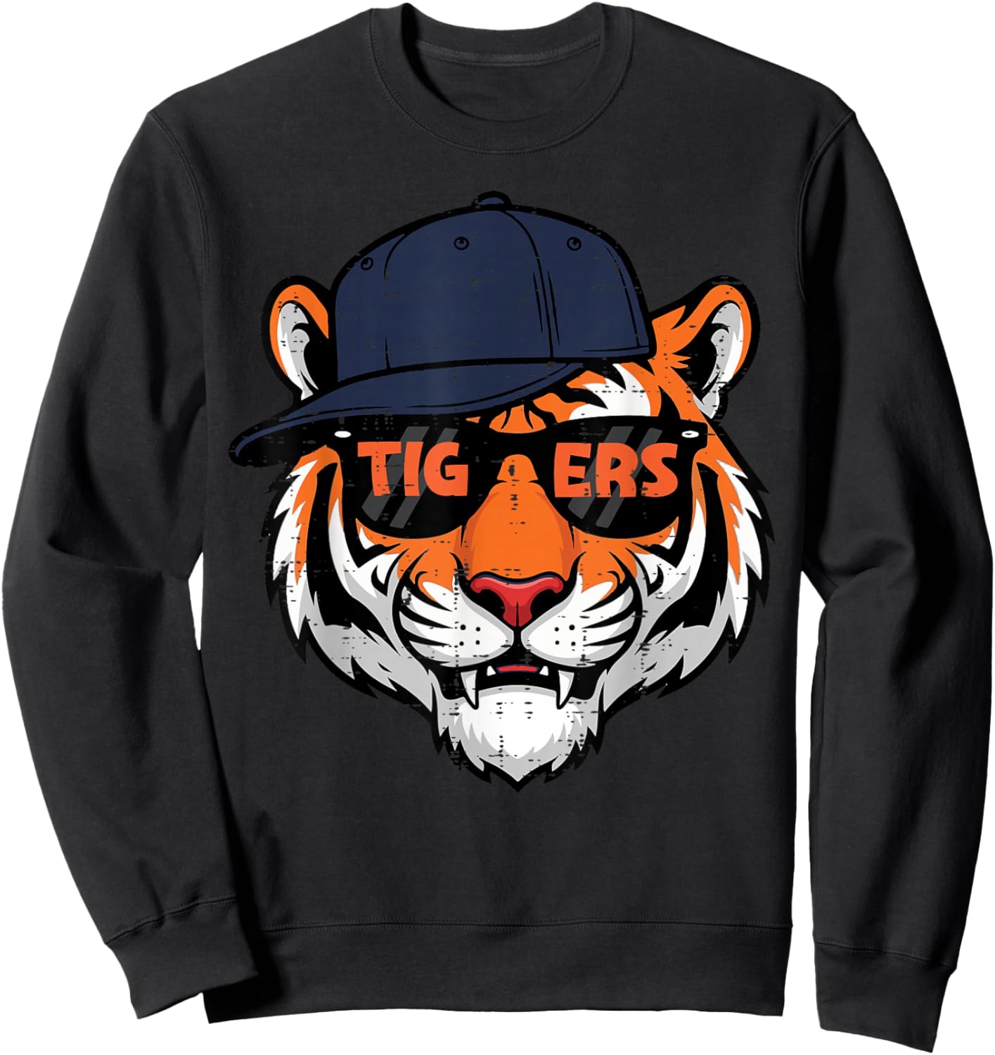 Tiger Cap Boys Youth Teen Kids Men Women Girls Sweatshirt - Sweatshirt | Black