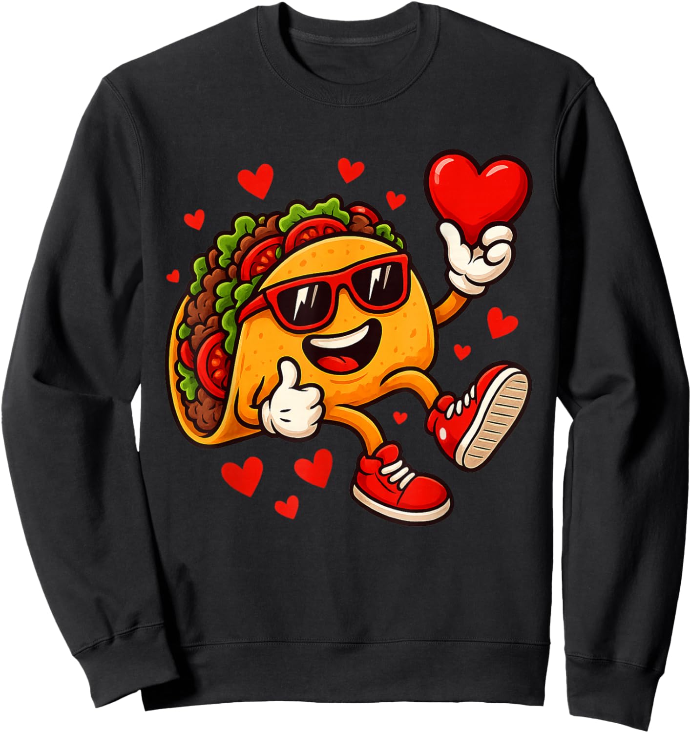 Valentines Day Taco Funny Boys Kids Toddler Tacos Sweatshirt - Sweatshirt | Black