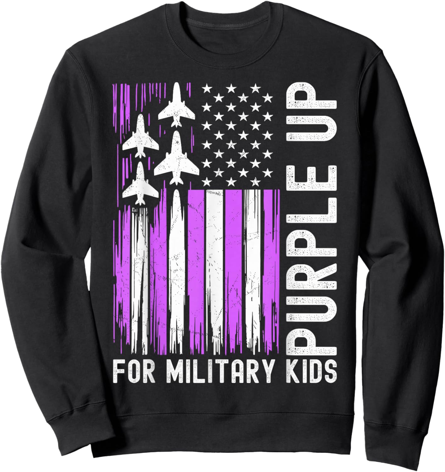 Purple Up for Military Kids Military Child Month Sweatshirt - Sweatshirt | Black