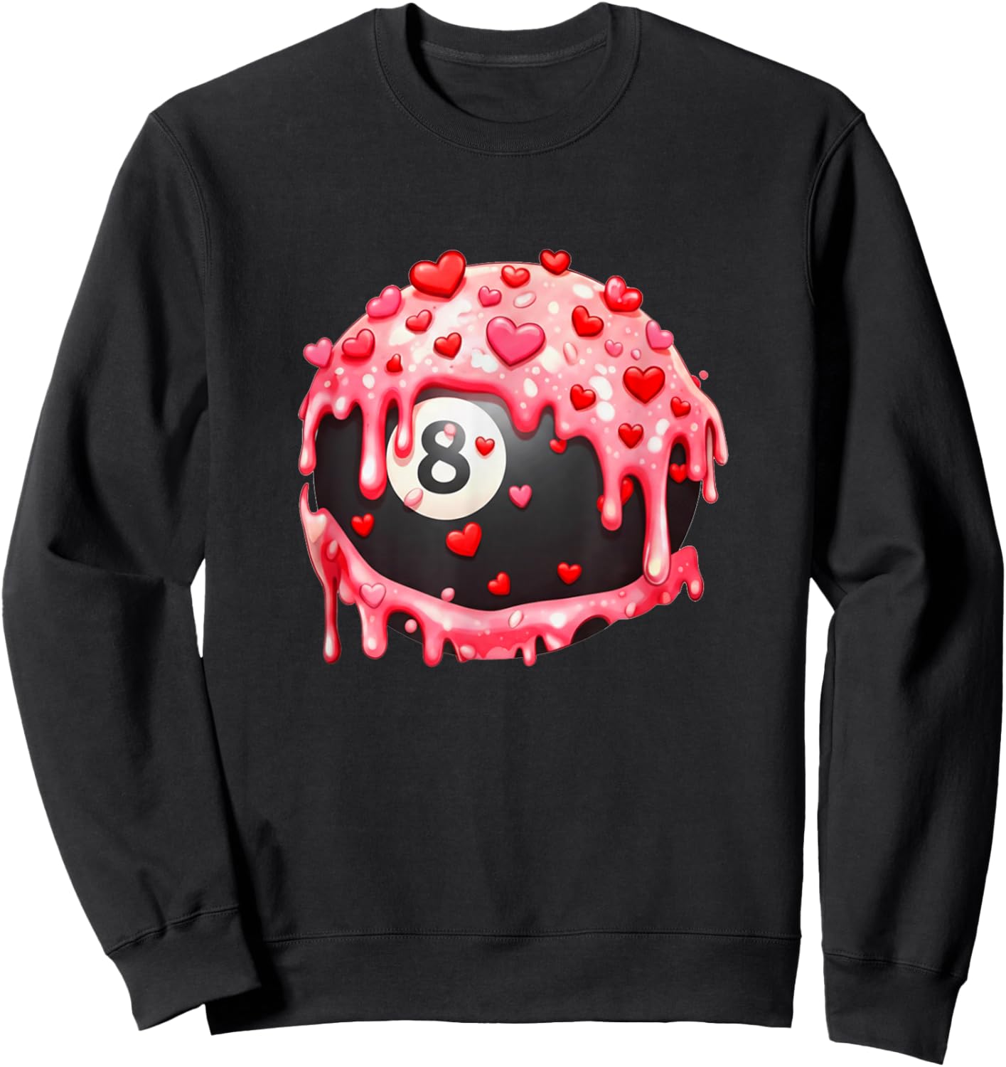 Billiards Valentines Day Ice Cream Drip Heart Boys Girls Sweatshirt - Sweatshirt | Black
