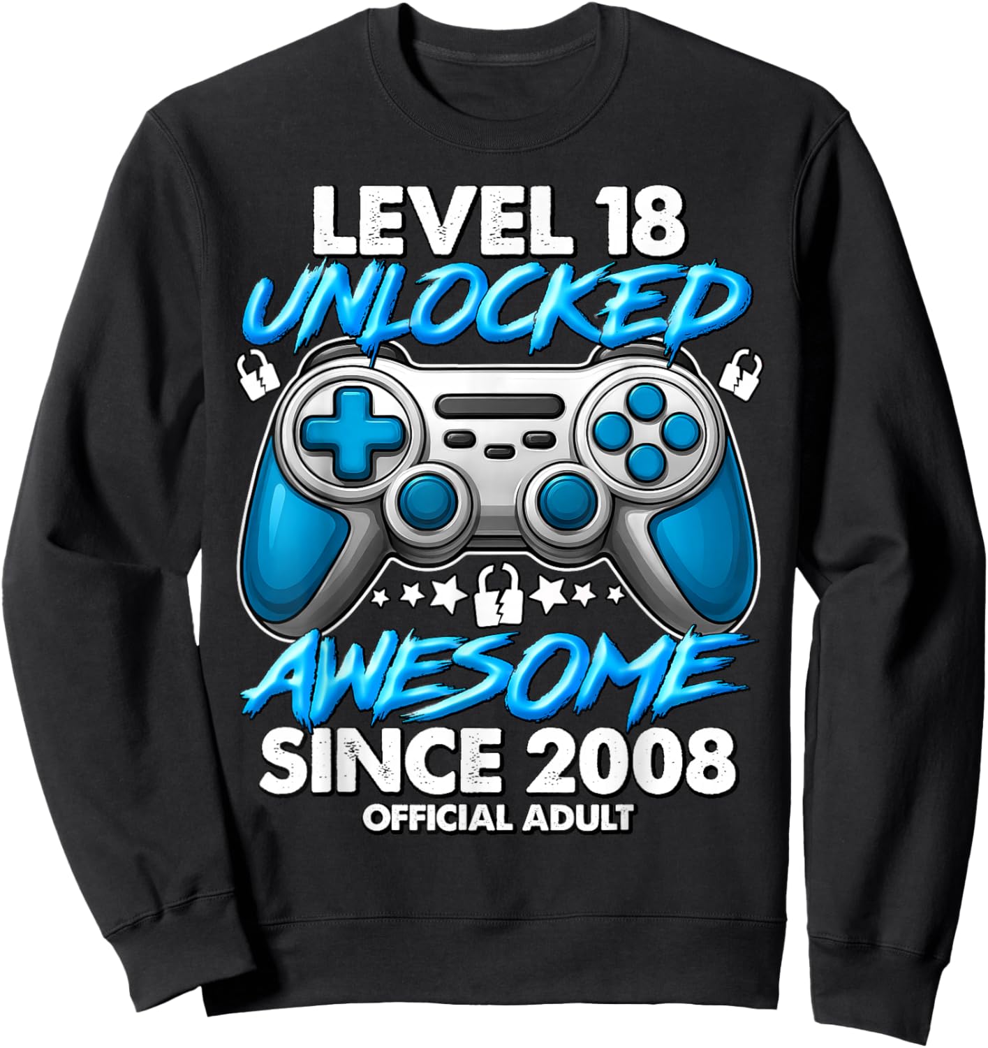 Official Adult Level 18 Unlocked Boys 18th Birthday Boy Sweatshirt - Sweatshirt | Black