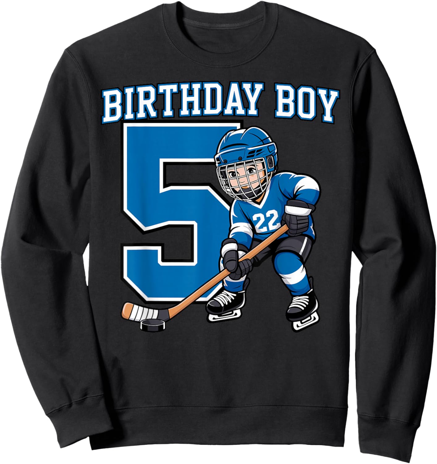Ice Hockey 5 Years Birthday Boy 5th Bday Kids Hockey Party Sweatshirt - Sweatshirt | Black