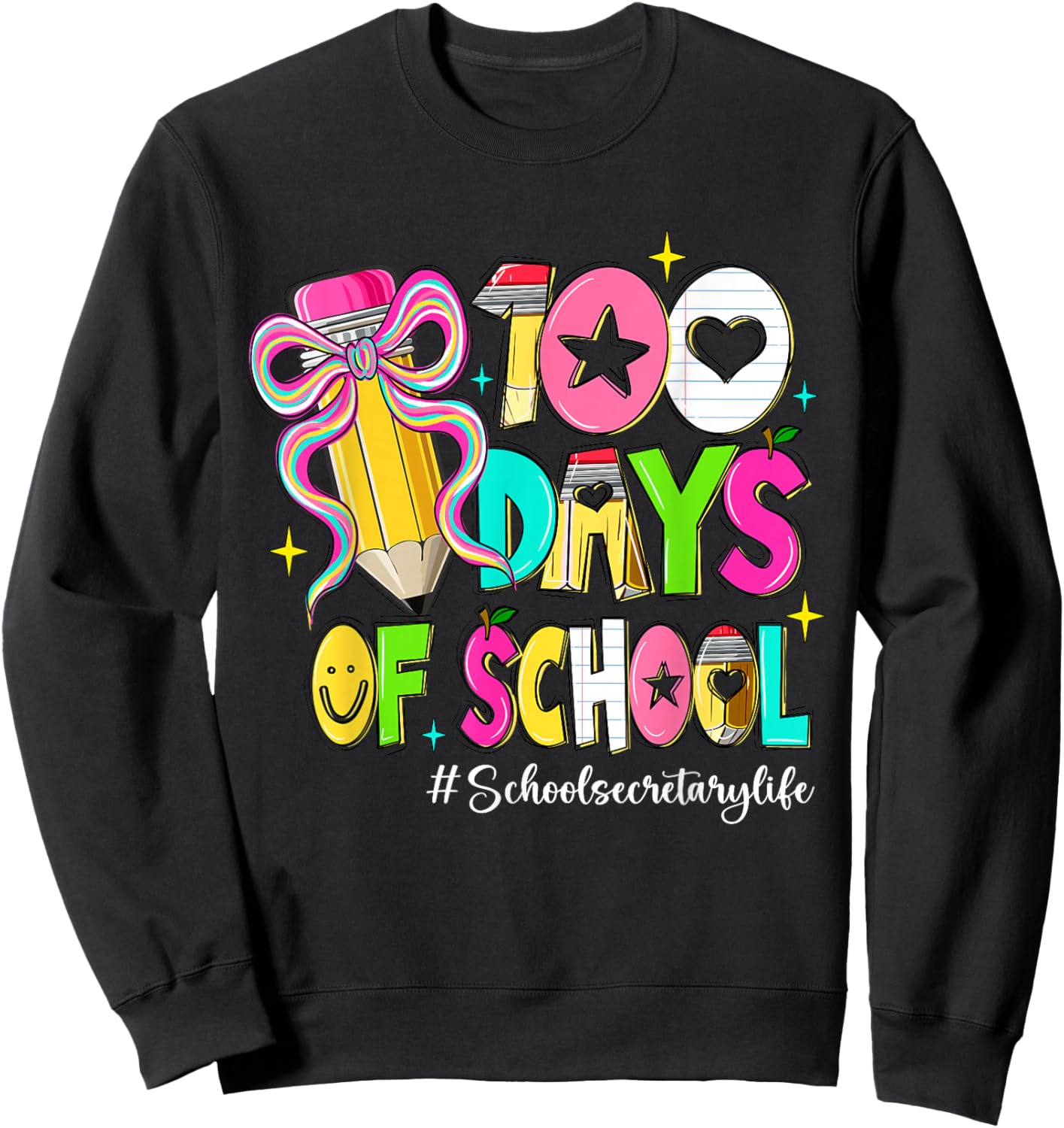 Bow Pencil Cute Sweatshirt - Sweatshirt | Black