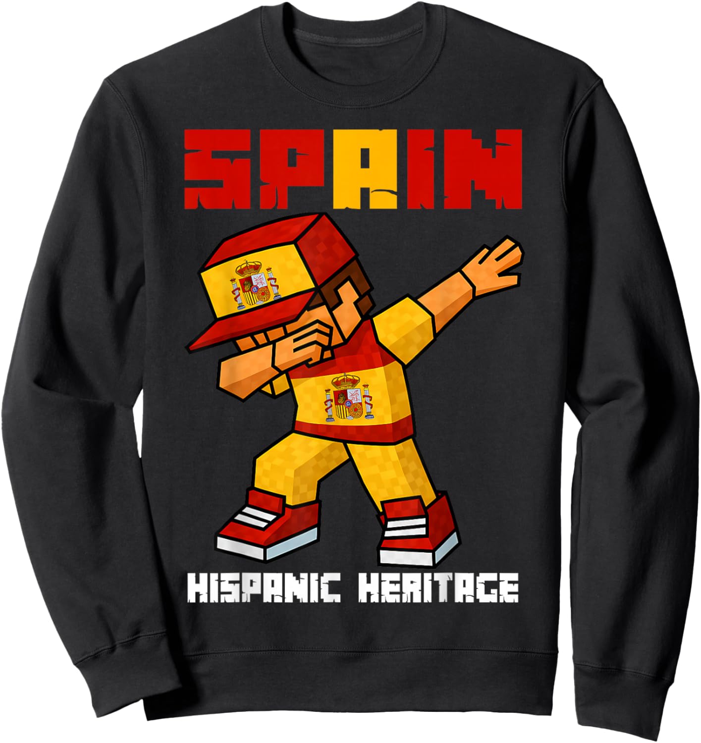 Spain Root Dab Boy Game Pixel Hispanic Heritage Spaniard Kid Sweatshirt - Sweatshirt | Black