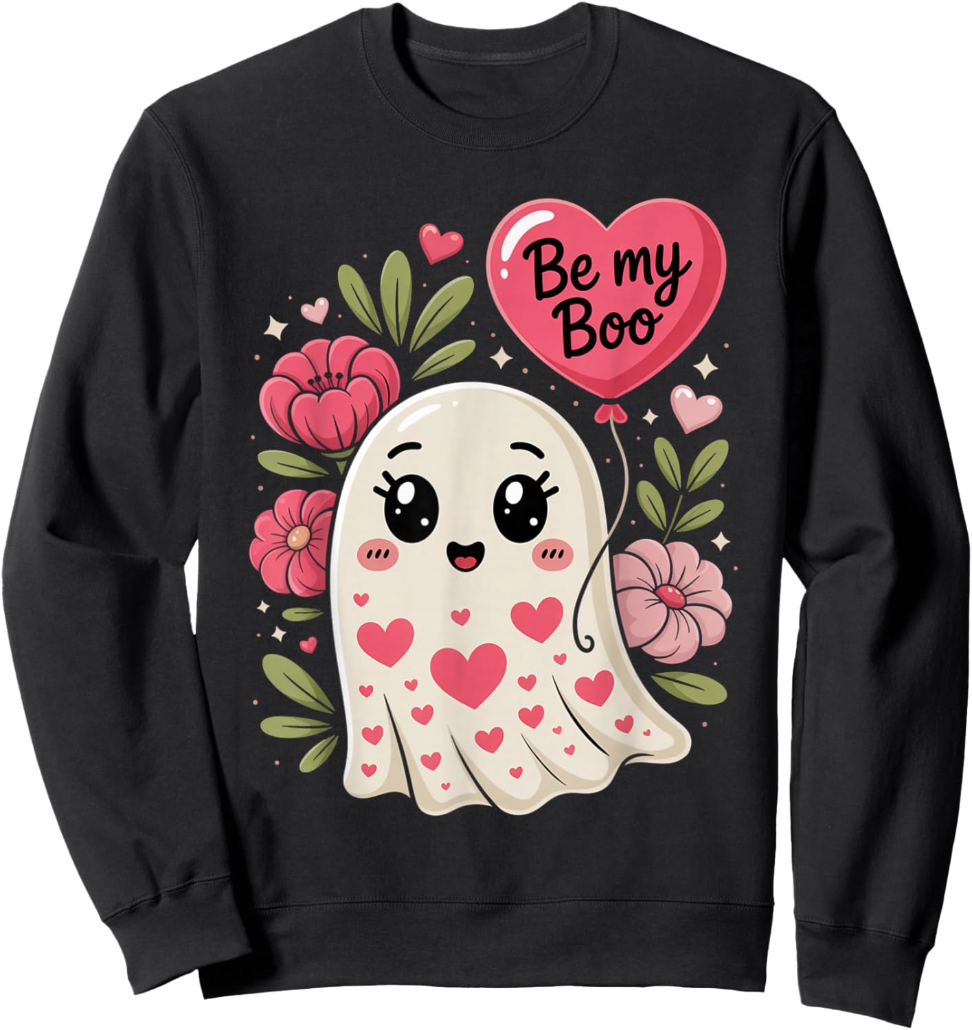 Be My Boo Cute Ghost Valentine´s Day Love Sweatshirt - Sweatshirt | Black