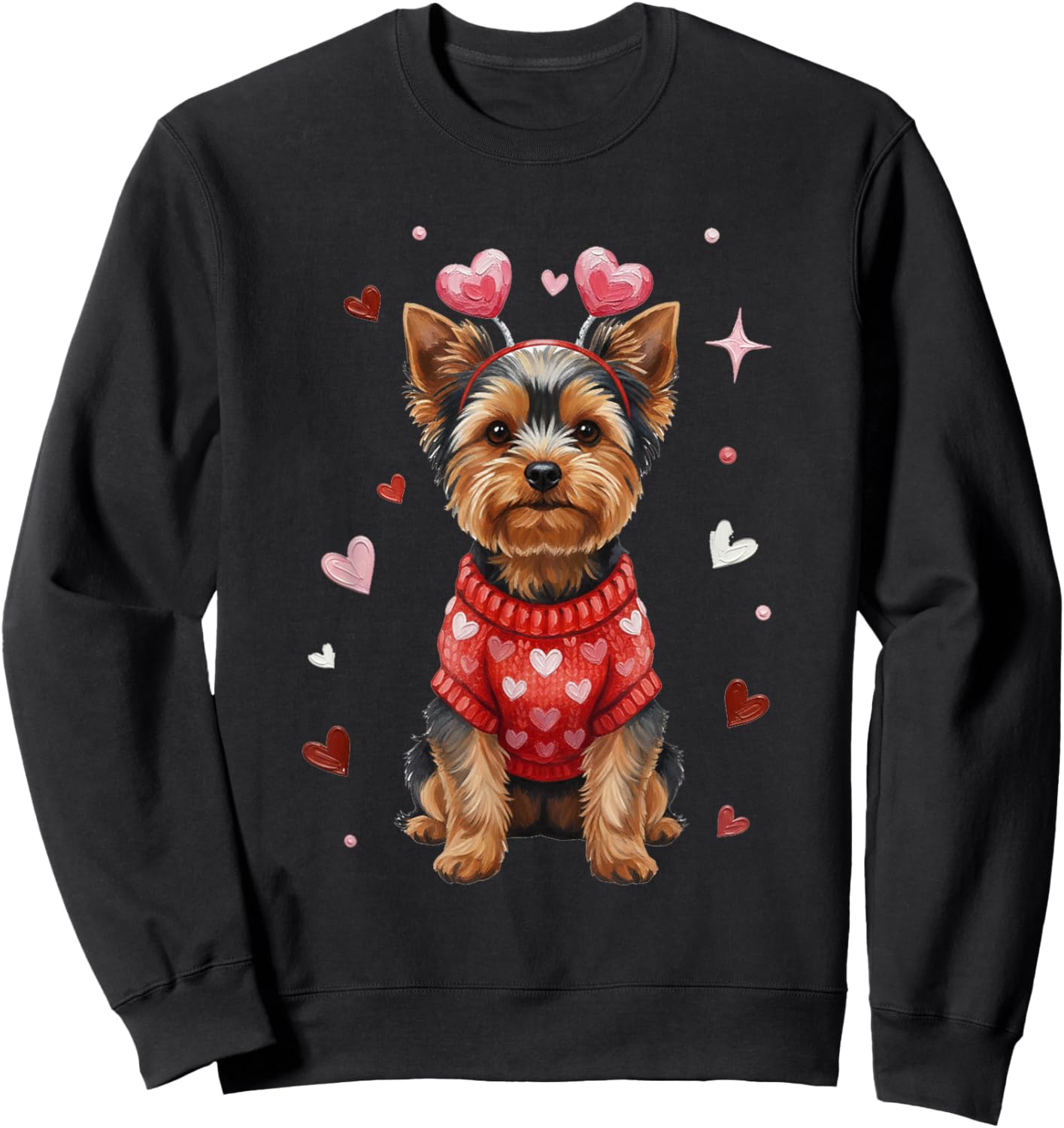 Cute Yorkshire Terrier Valentine Heart Valentines Day Sweatshirt - Sweatshirt | Black