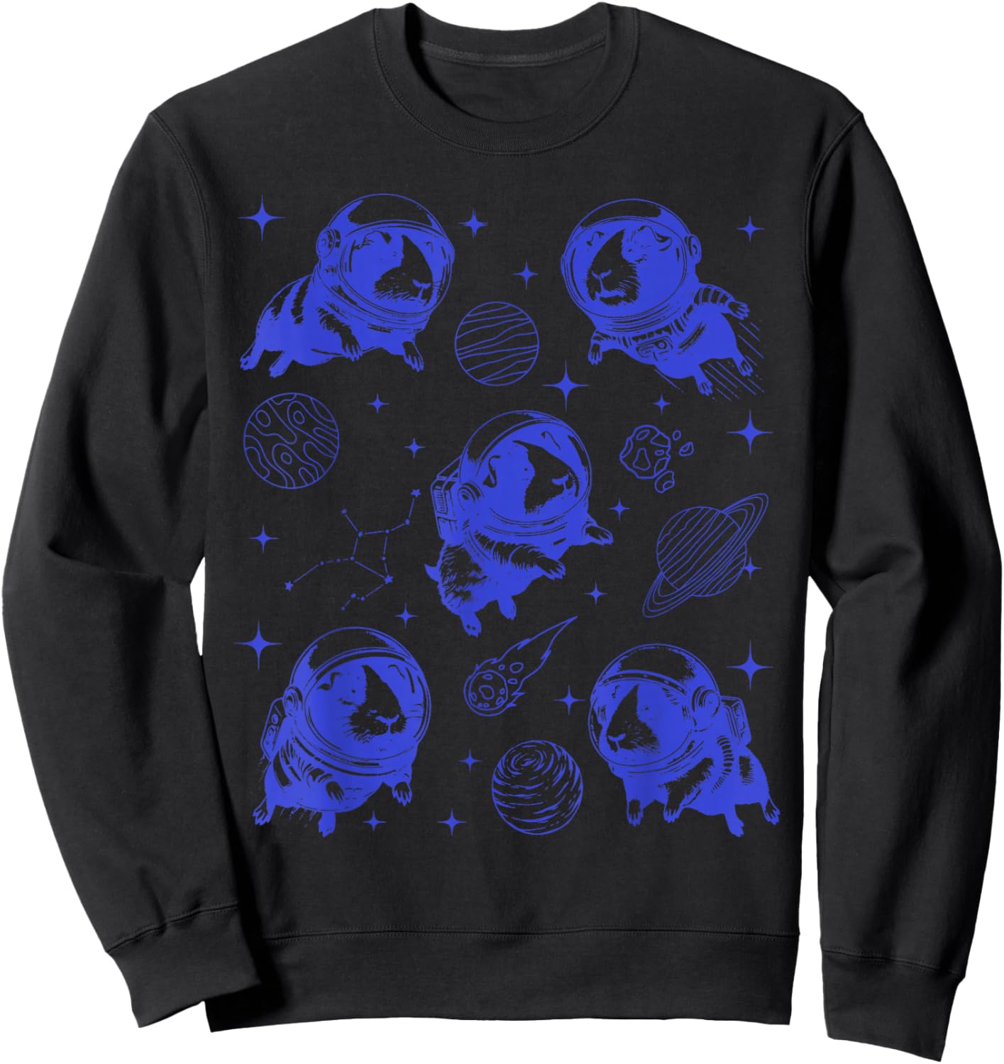 Vintage Guinea Pig Astronaut Space Planet Pet Animal Lover Sweatshirt - Sweatshirt | Black