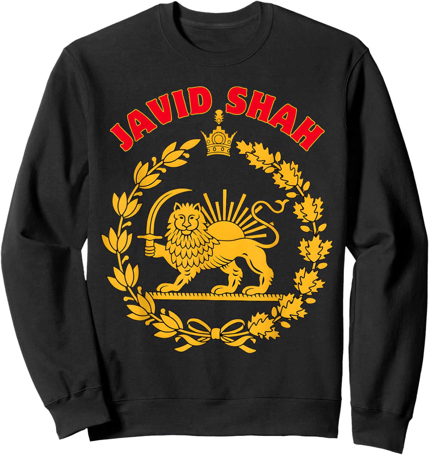 Retro Javid Shah Lion and Sun Iran Persian Flag Sweatshirt - Sweatshirt | Black