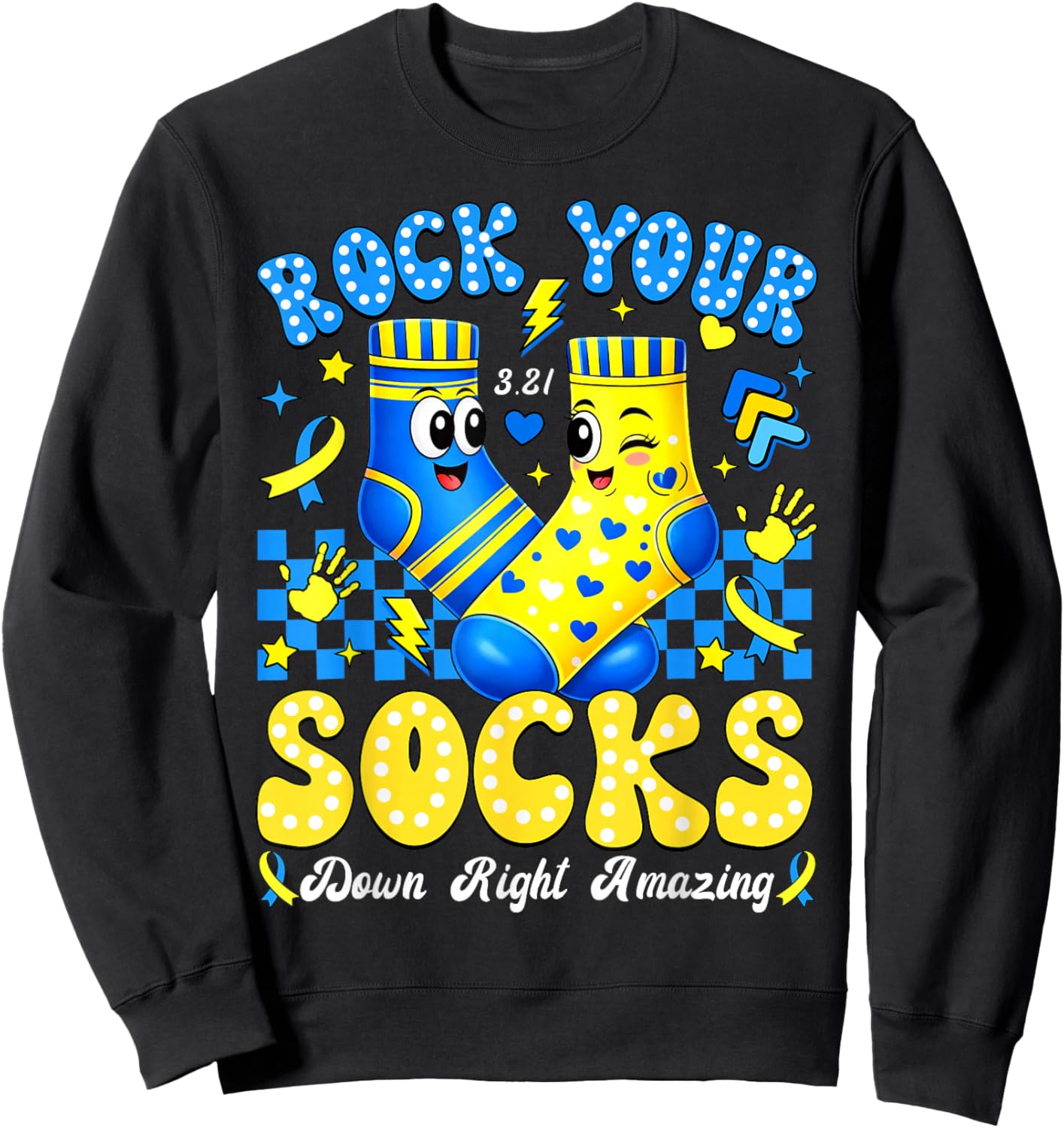 Rock Your Socks World Down Syndrome Awareness Day Women Kids Sweatshirt - Sweatshirt | Black