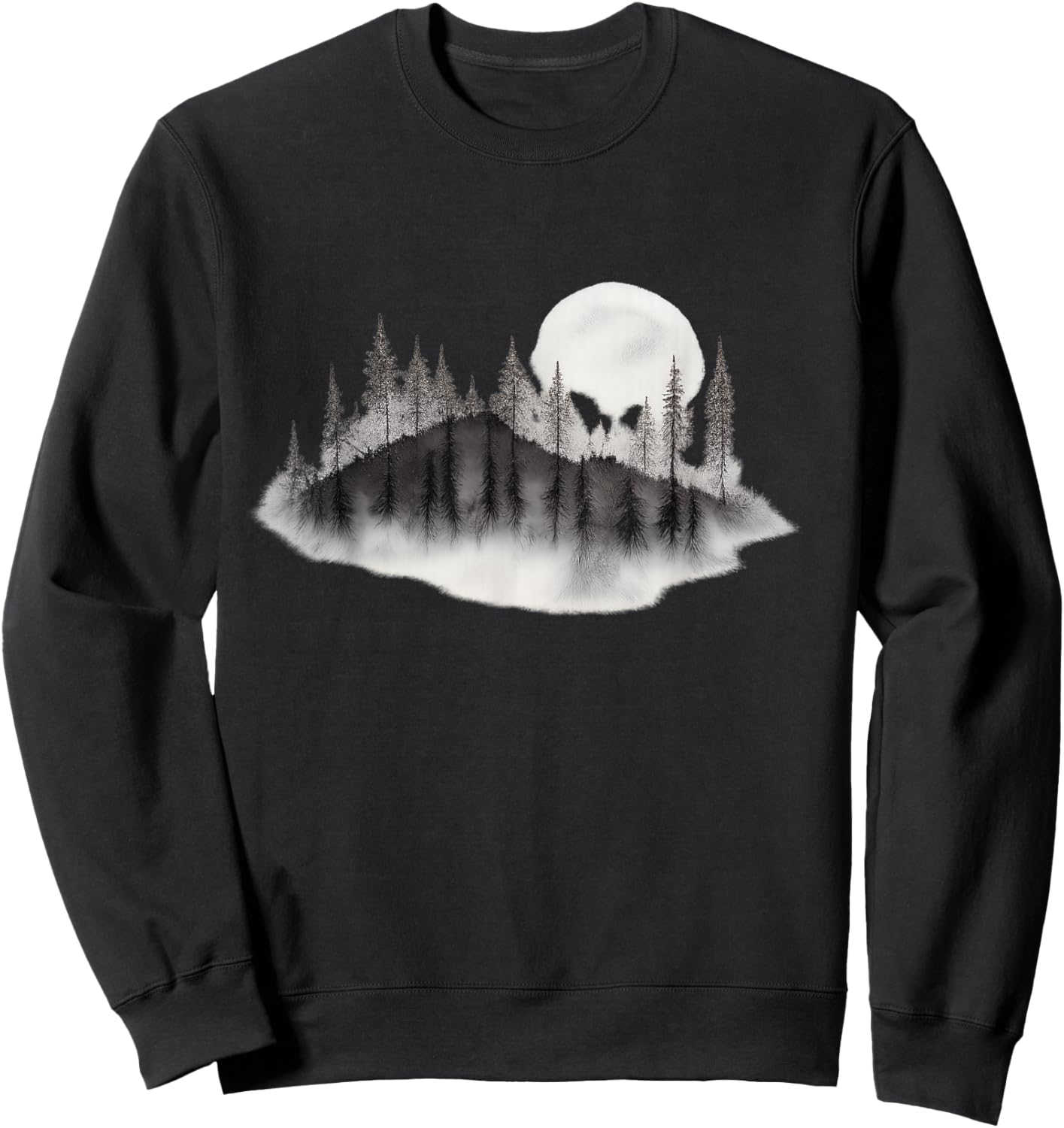 Vintage Mountain Forest, Mountain Moon Night Skies Campers Sweatshirt - Sweatshirt | Black