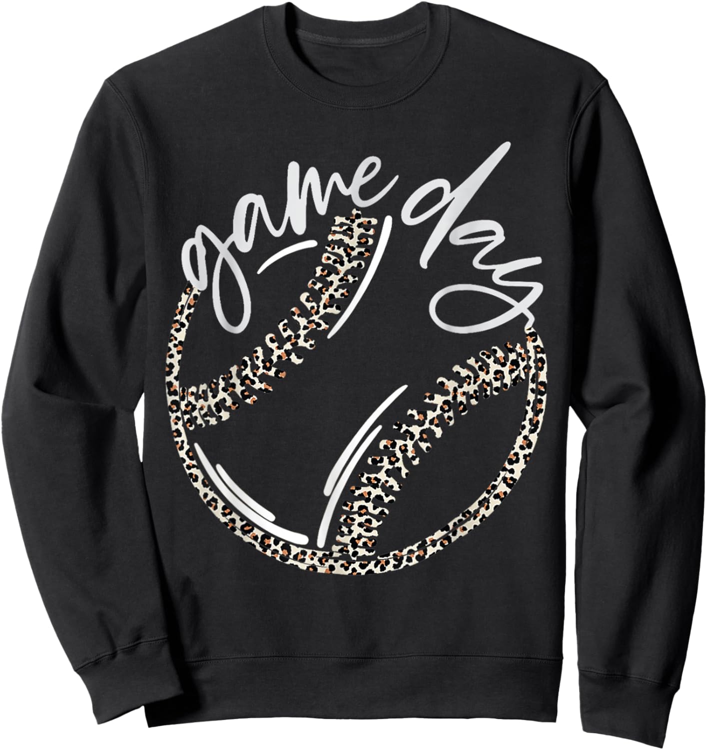 Game Day Leopard Print Baseball Softball Sports Outfit Sweatshirt - Sweatshirt | Black