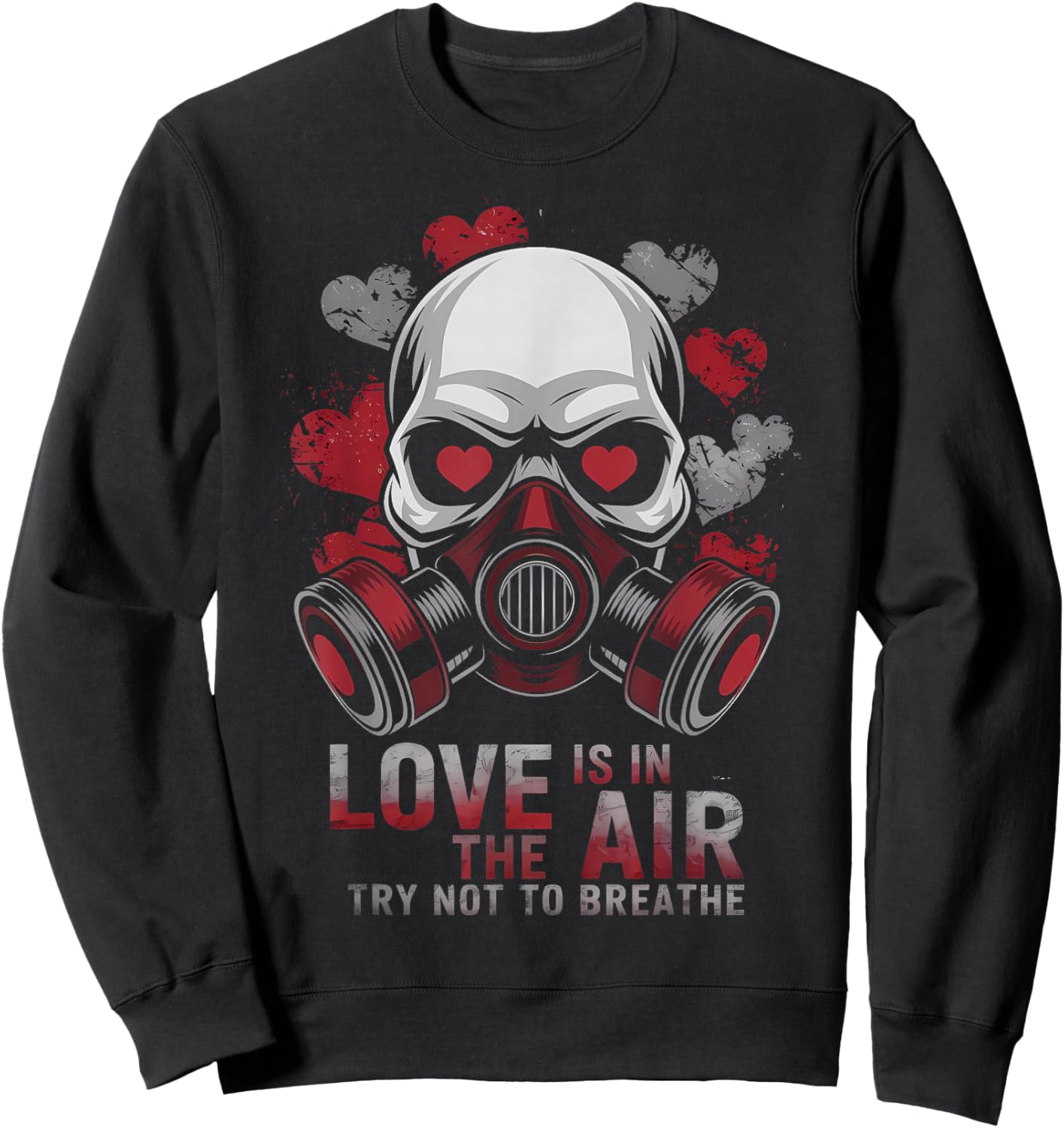 Valentine Skull Gas Mask Love Aesthetic Sweatshirt - Sweatshirt | Black