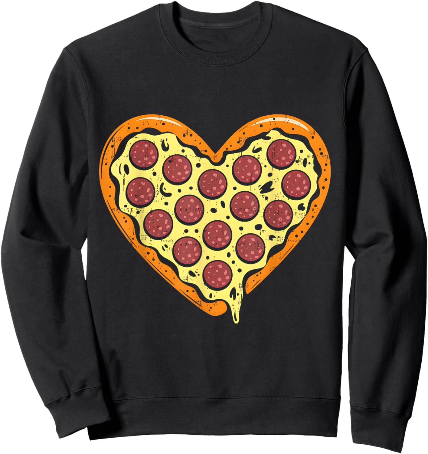 Pizza Heart Cute Valentine Funny Heart Shaped Pizza Lover Sweatshirt - Sweatshirt | Black