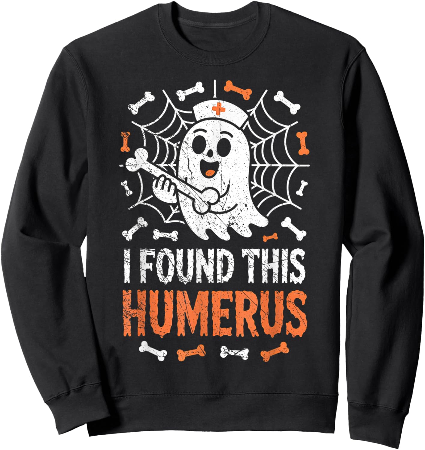Nurses I Found This Humerus Funny Ghost Nurse Halloween Sweatshirt - Sweatshirt | Black