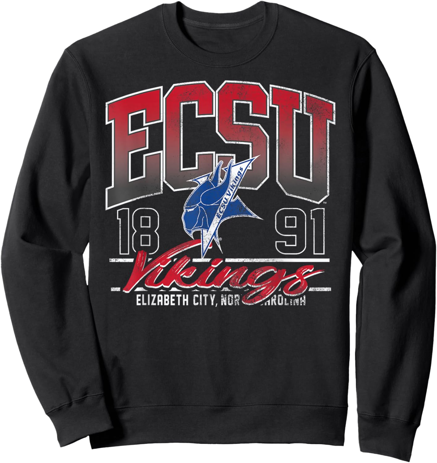Elizabeth City State Vikings Vintage Kicking It Dark Heather Sweatshirt - Sweatshirt | Black
