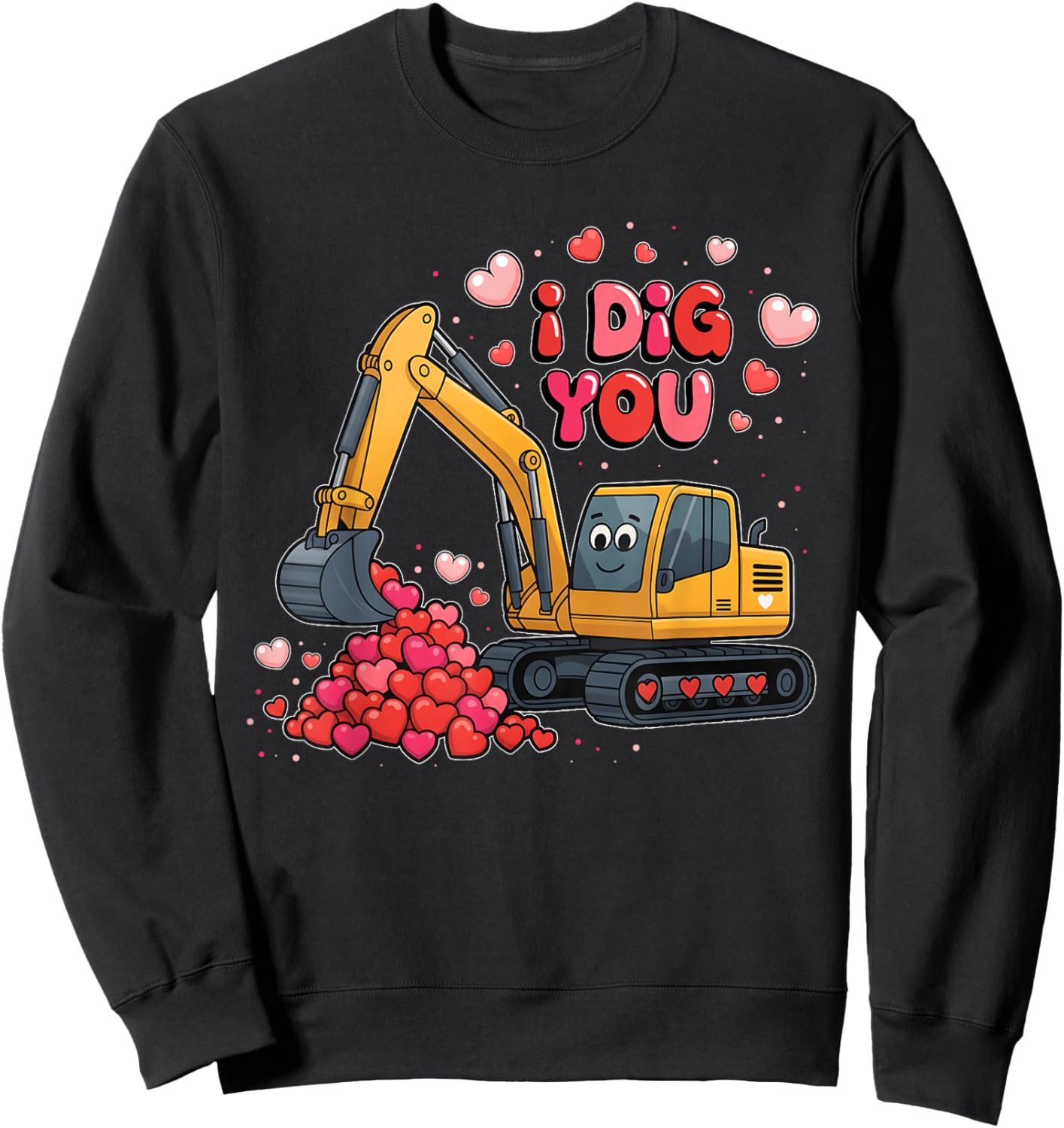 Valentine I Dig You Excavator Love Boy Men Kids Toddler Sweatshirt - Sweatshirt | Black
