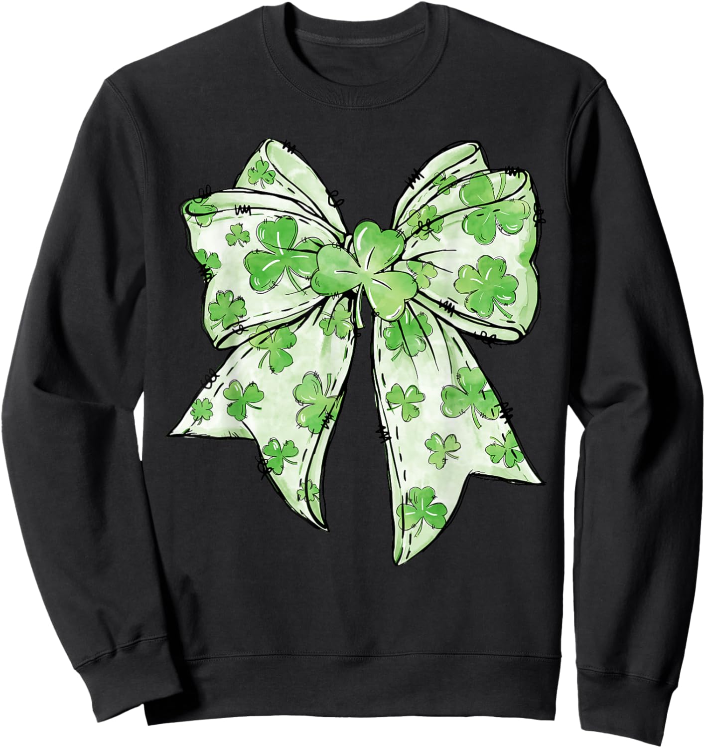 Coquette Bow St.Patrick's Day Lucky Shamrock Ireland Irish Sweatshirt - Sweatshirt | Black