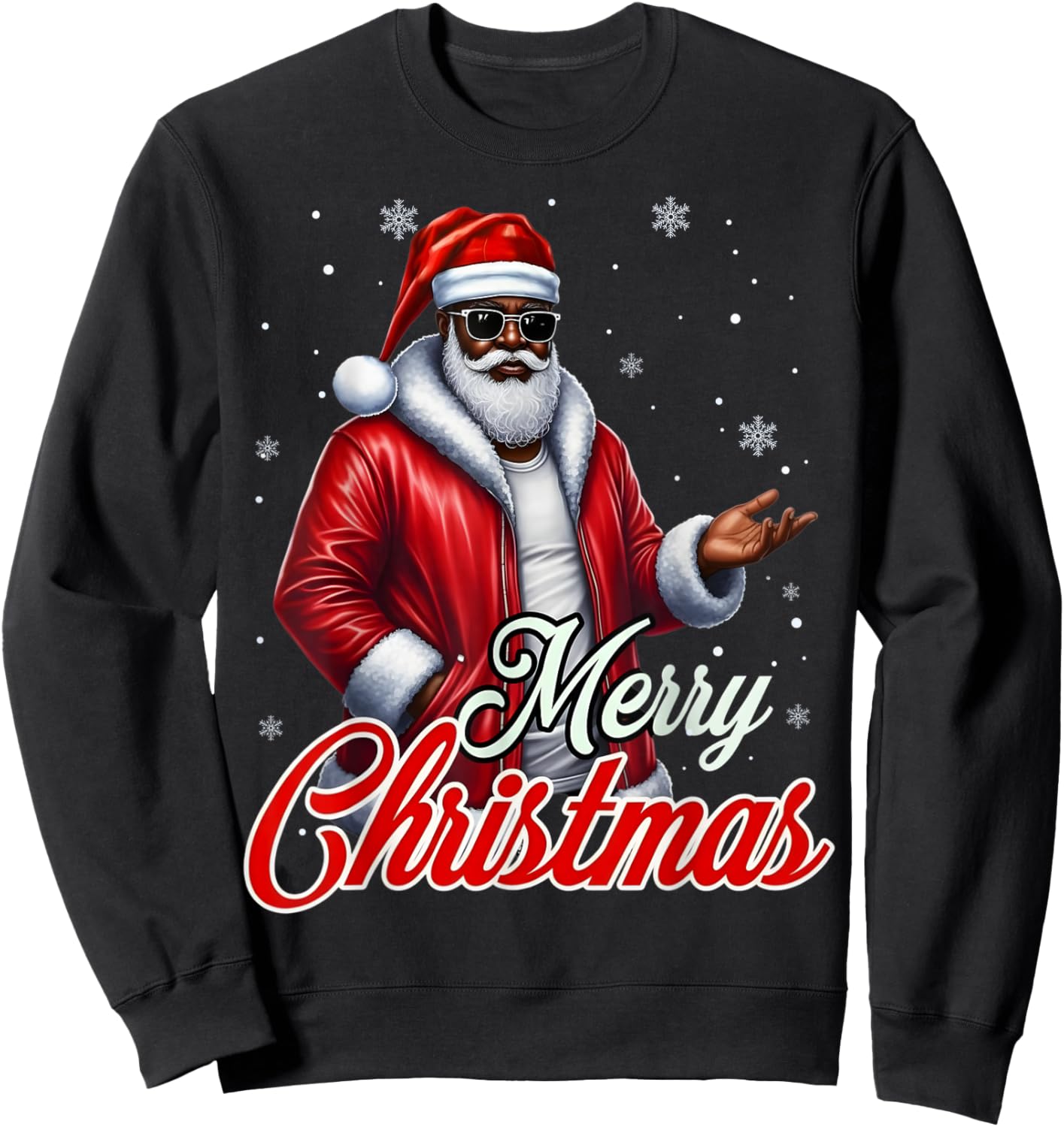African American Santa Christmas Cool Black X-Mas Men Boy Sweatshirt - Sweatshirt | Black