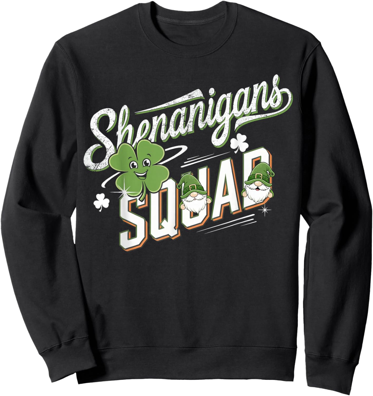 Shenanigans Squad Cute Gnome Irish Shamrock St Patrick’s Day Sweatshirt - Sweatshirt | Black