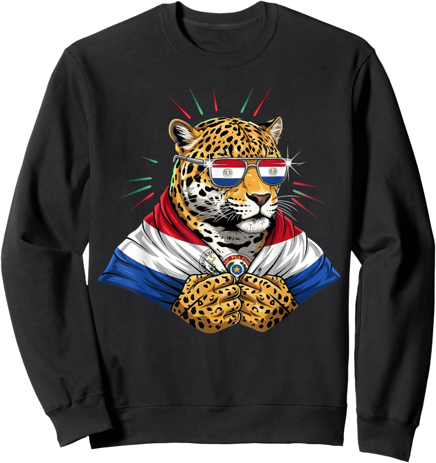 Paraguay Roots Leopard Paraguayan Flag Sweatshirt - Sweatshirt | Black