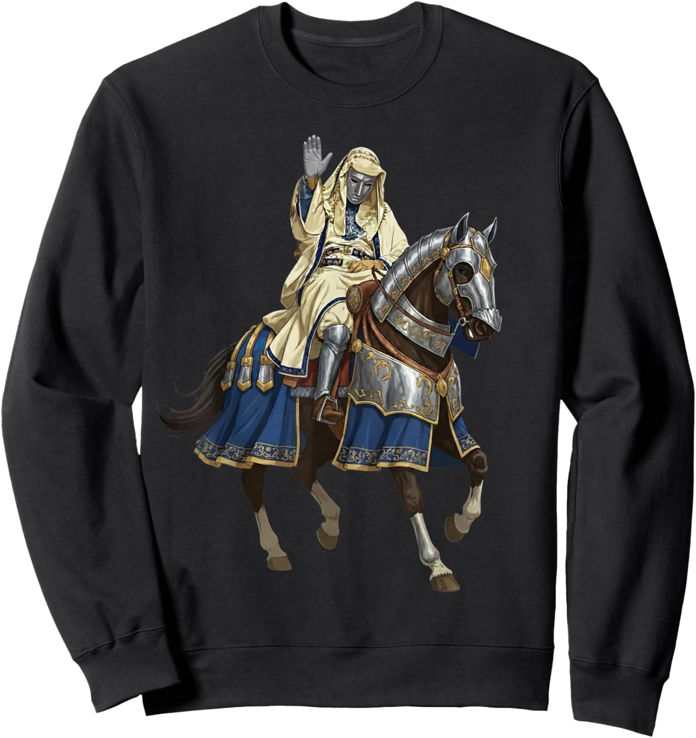 Silver Mask King Baldwin IV Golden Mask Medieval Art Sweatshirt - Sweatshirt | Black