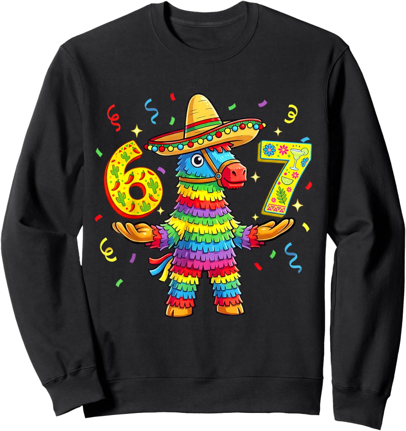 Funny Piñata 67 Meme Cinco De Mayo Fiesta Party Graphic Sweatshirt - Sweatshirt | Black