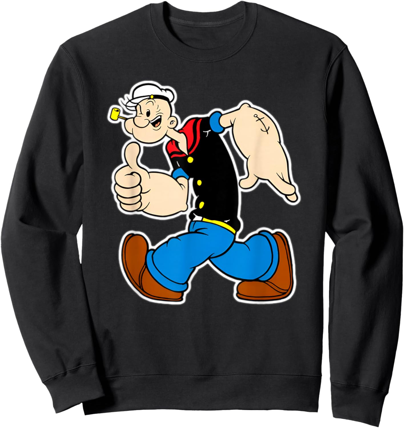 Vintage Pop Eye Cartoon Thumbs Up Sweatshirt - Sweatshirt | Black
