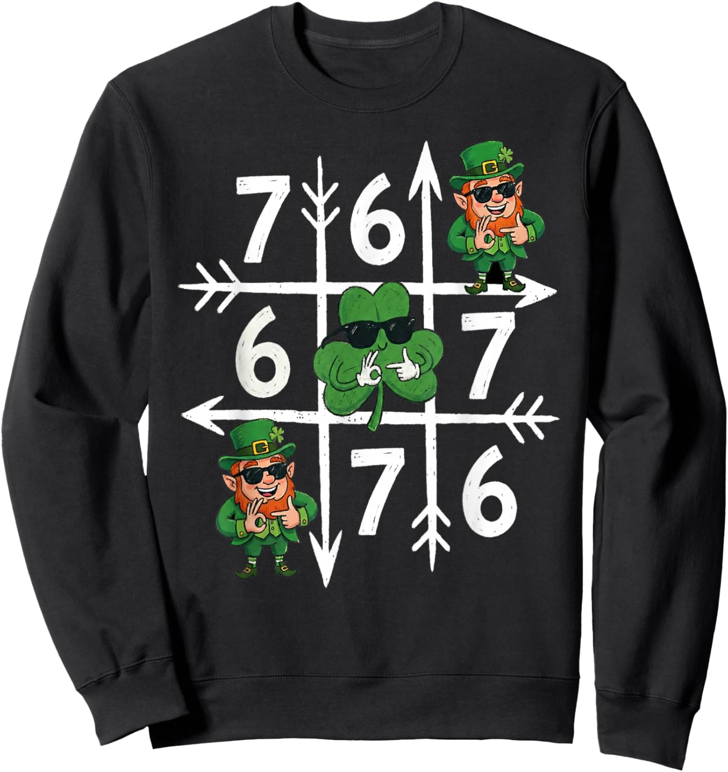 Funny 6 7 St. Patricks Day Six Seven Meme Sweatshirt - Sweatshirt | Black