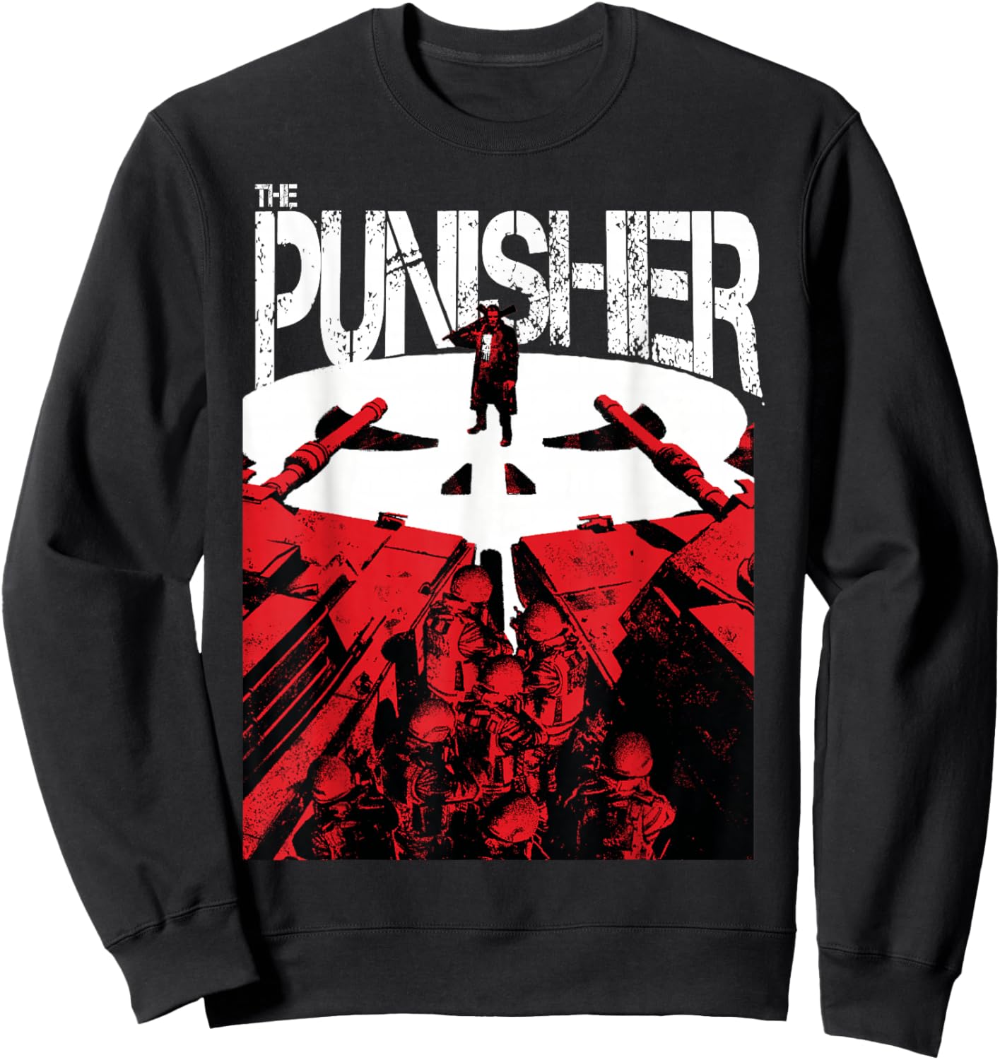 Marvel Comics The Punisher Frank Action Distressed Poster Sweatshirt - Sweatshirt | Black