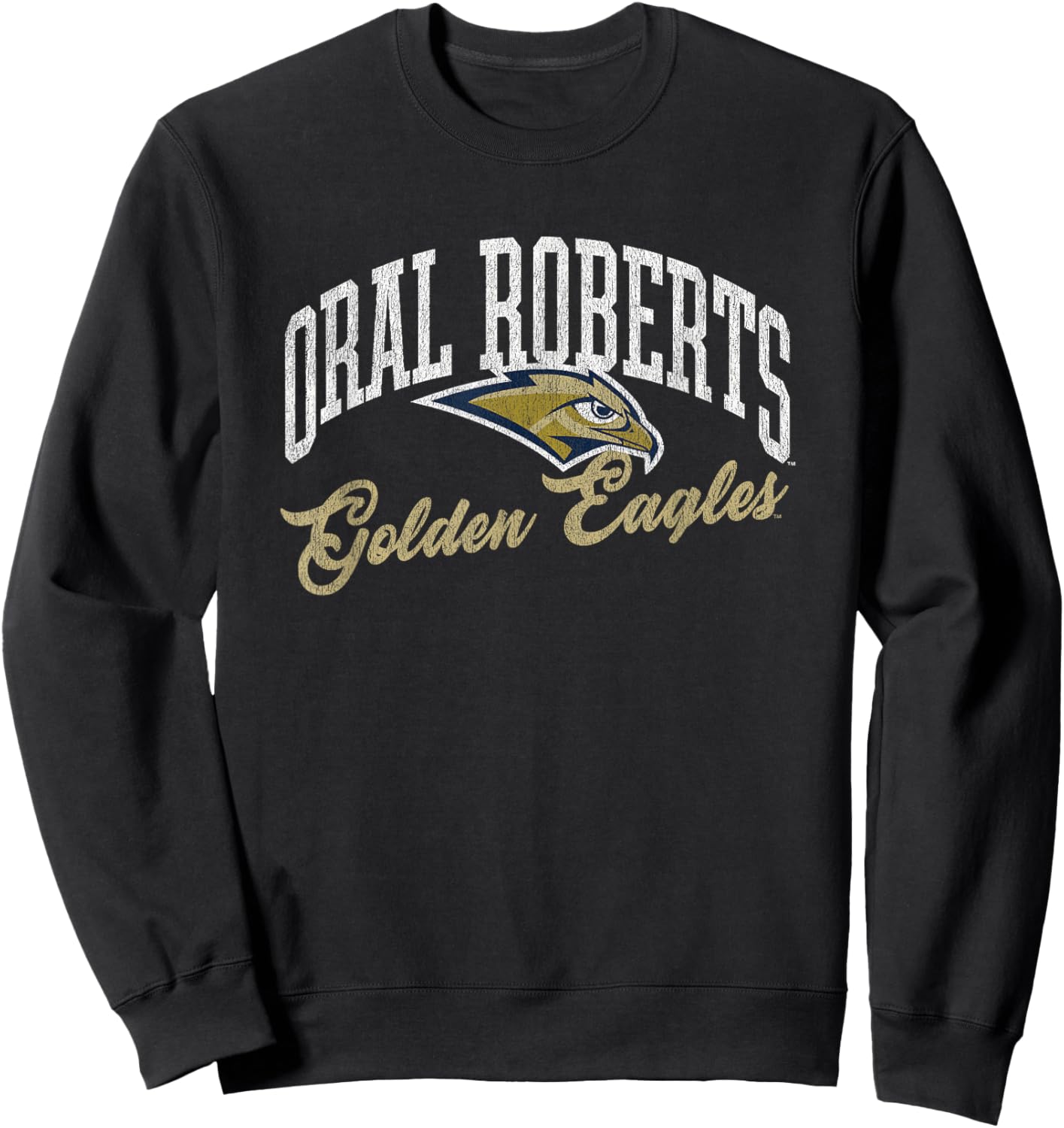 Oral Roberts University ORU Golden Eagles Archover Script Sweatshirt - Sweatshirt | Black