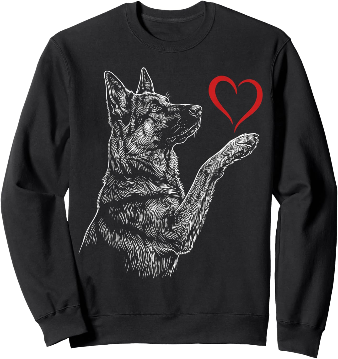 German Shepherd Lover Dog Art Holding Heart Valentines Sweatshirt - Sweatshirt | Black