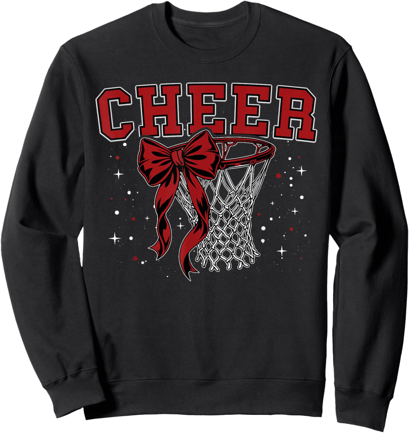 Red Cheer Squad Team Bow Sport Basketball Game Cheerleading Sweatshirt - Sweatshirt | Black