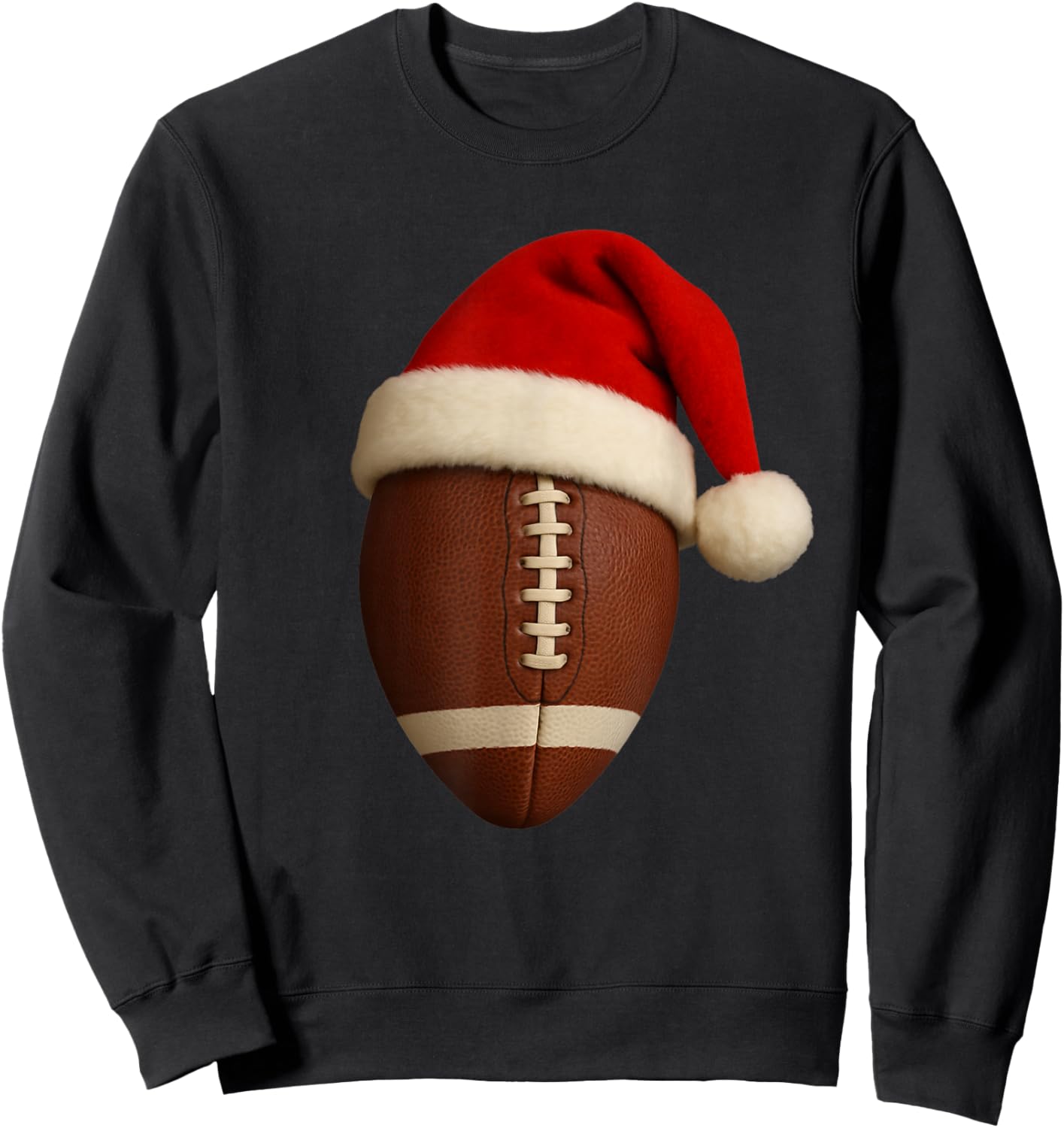 Football Christmas Hat Funny Holiday Sports Sweatshirt - Sweatshirt | Black