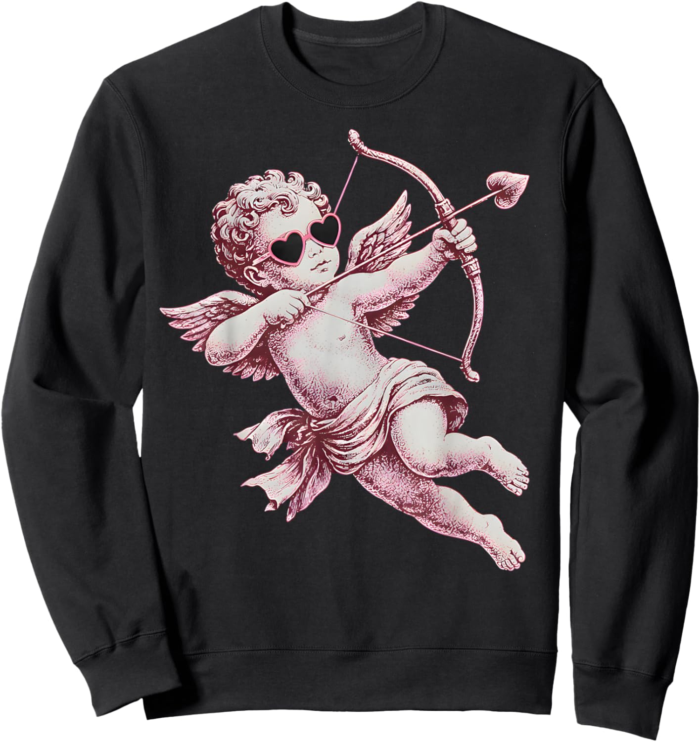 Cherub Angel Cupid Vintage Aesthetic Valentines Sweatshirt - Sweatshirt | Black