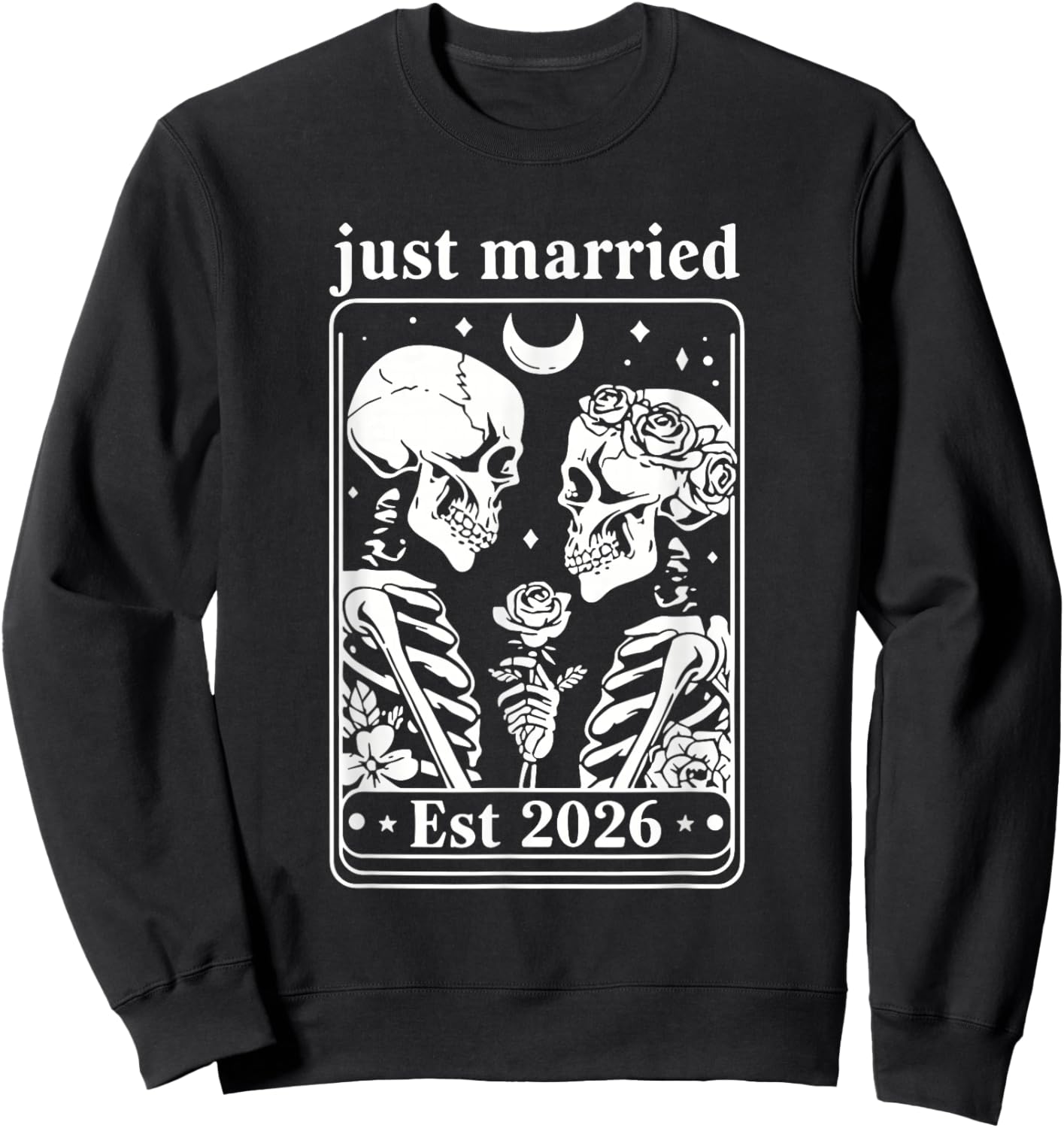 Skeleton Couple Bride and Groom Wedding Sweatshirt - Sweatshirt | Black
