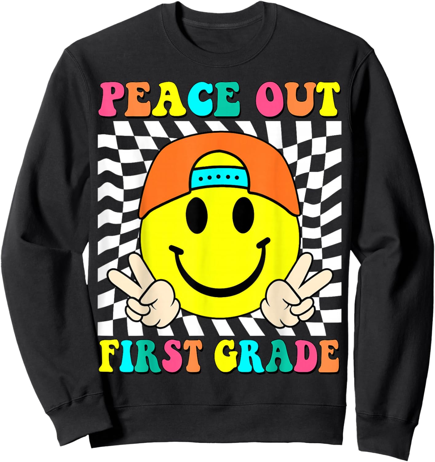 Last Day of School Peace Out 1st Grade Kids Boy Graduation Sweatshirt - Sweatshirt | Black