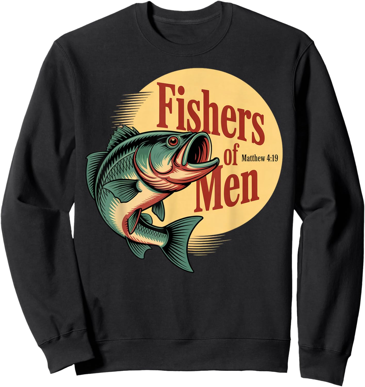 Christian Angler Fishers of Men Matthew 4 19 Verse Sweatshirt - Sweatshirt | Black