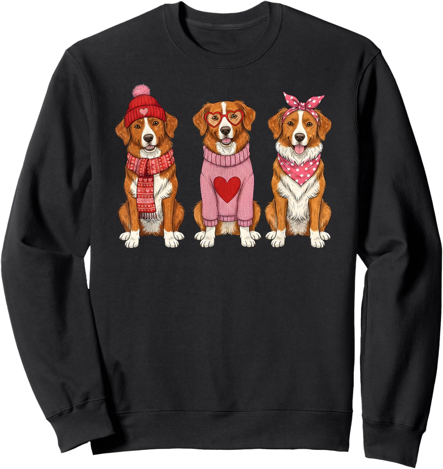Cute Nova Scotia Duck Tolling Retriever Valentine Dog Sweatshirt - Sweatshirt | Black