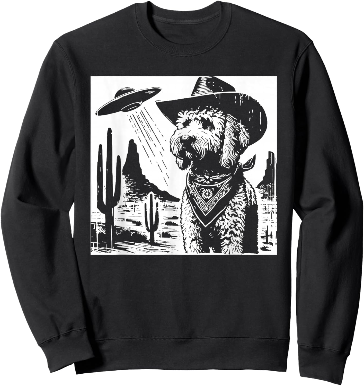 Vintage Goldendoodle UFO Sweatshirt - Sweatshirt | Black