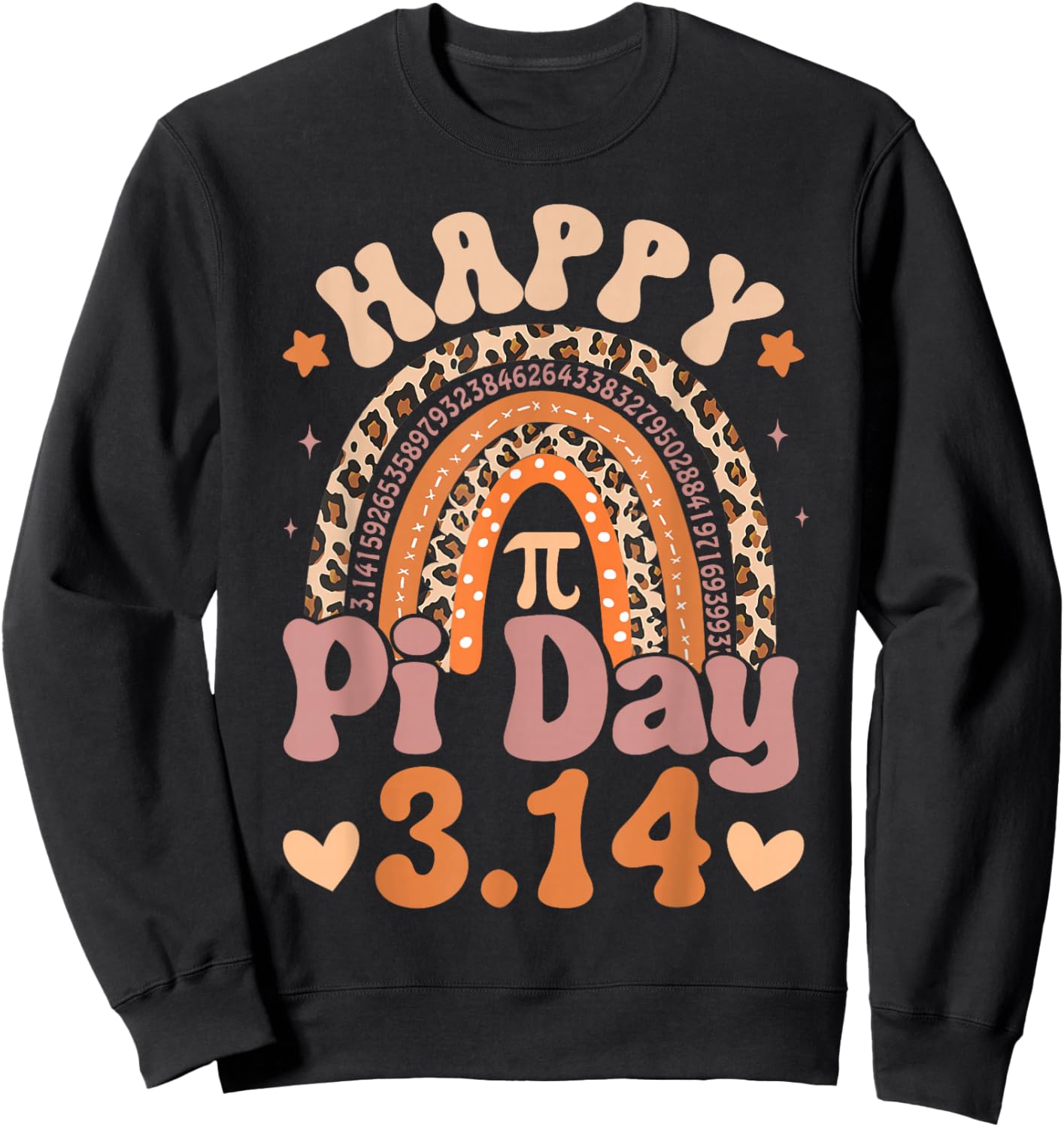 Happy Pi Day Shirts Pi Math Teacher 3.14 Leopard Rainbow Sweatshirt - Sweatshirt | Black