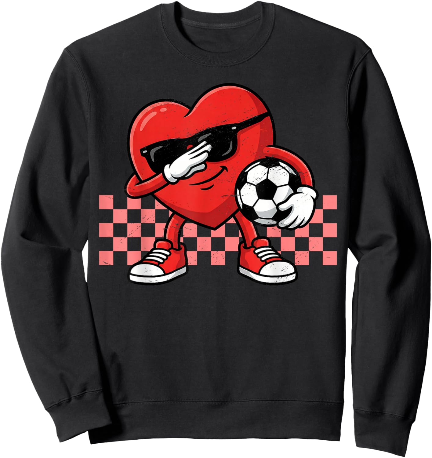Boys Valentines Day Football Dab Soccer Heart Men Kids Teens Sweatshirt - Sweatshirt | Black
