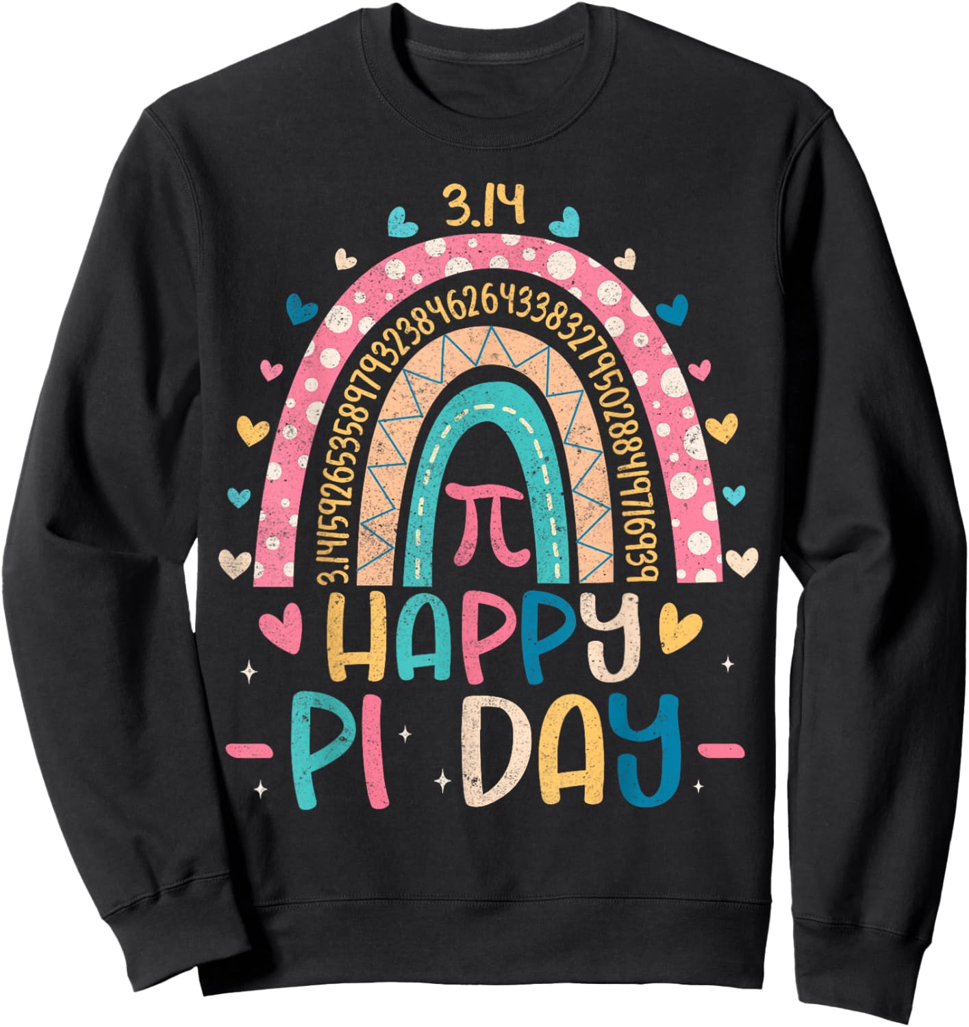 Cute Rainbow 3,14 Happy Pi Day Shirts Math Teacher Kids Sweatshirt - Sweatshirt | Black