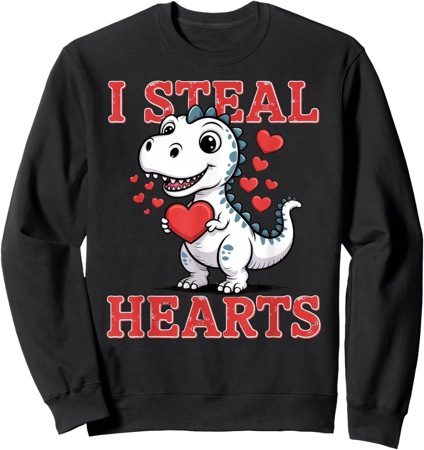 Valentine T rex I Steal Hearts Sweatshirt - Sweatshirt | Black
