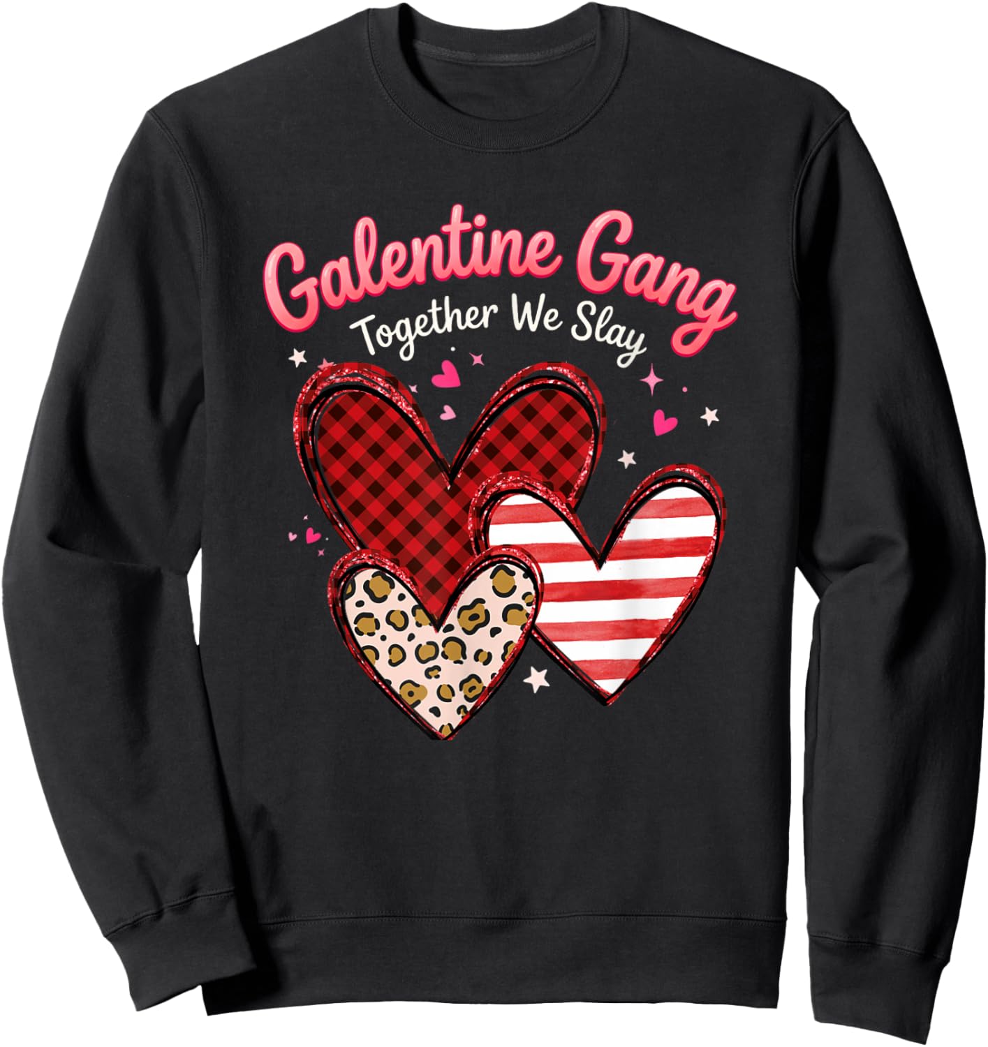Valentines Day Galentines Gang Hearts Valentine Women Girls Sweatshirt - Sweatshirt | Black