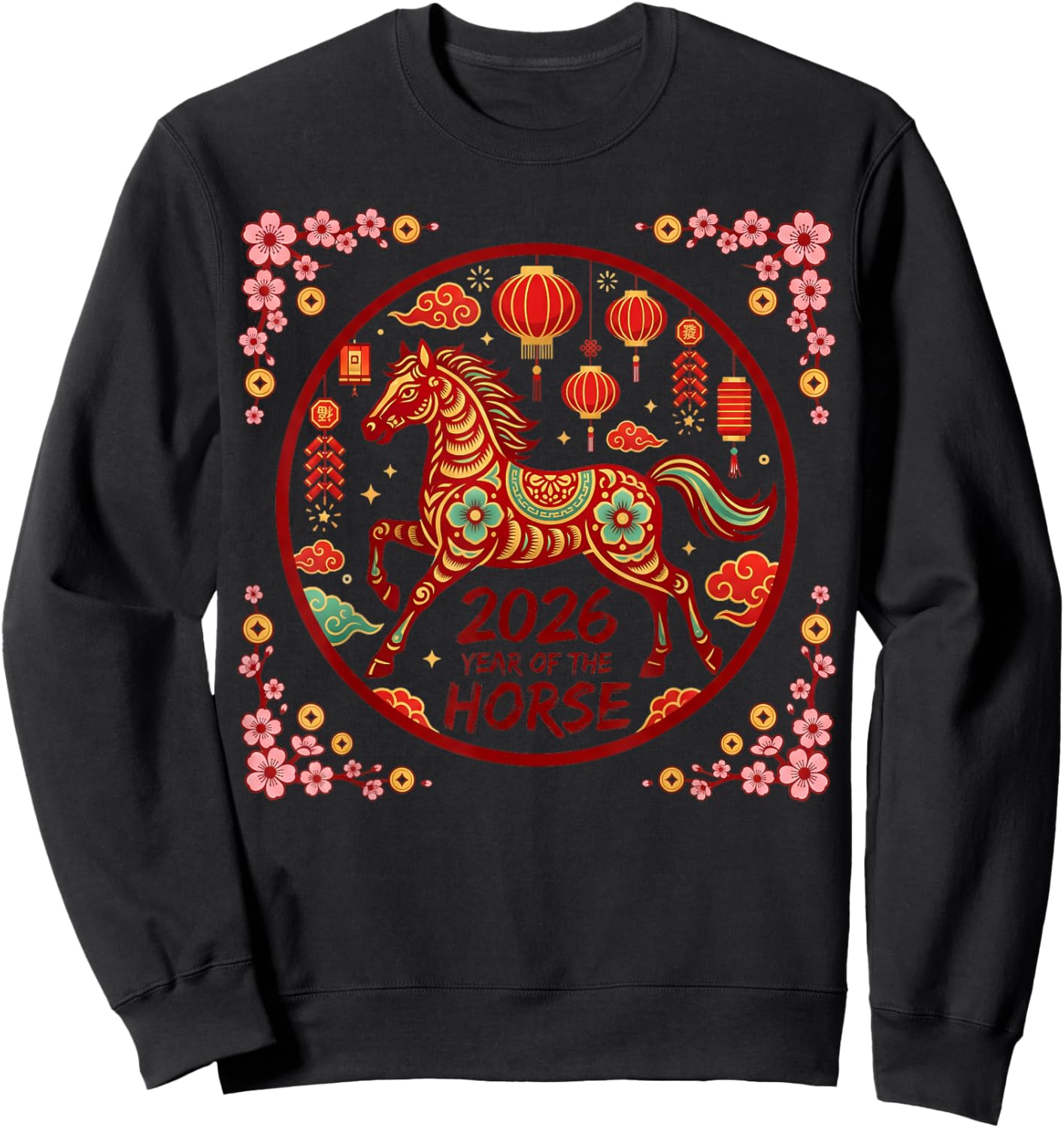 Year of The Fire Horse 2026 Chinese Zodiac 1966 60th Birth Sweatshirt - Sweatshirt | Black