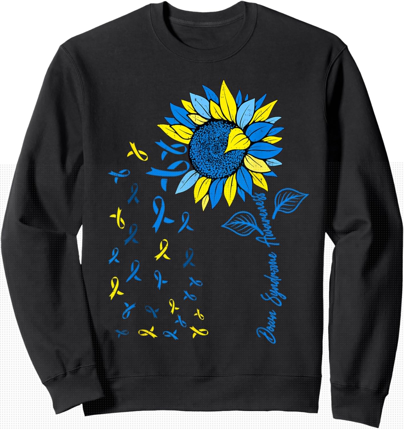Sunflower Down Syndrome Awareness T21 Trisomy 21 Men Women Sweatshirt - Sweatshirt | Black